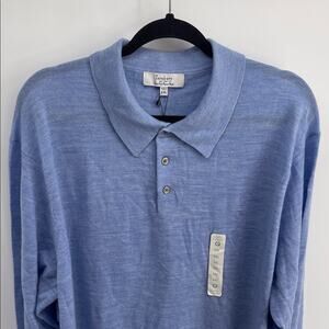 NWT Turnbury Extra Fine Merino Wool collared 1/4 button up knit sweater sz XXL